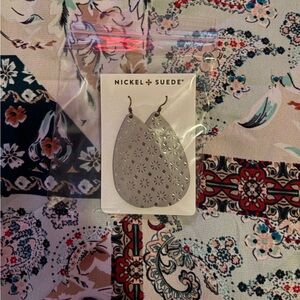 Nickel & Suede Silver Teardrop Earrings